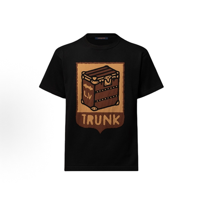 lv louis vuitton trunk jacquard knit short sleeve t-shirt